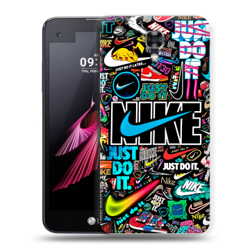 Пластиковый чехол на LG X screen с принтом найк nike черный Пластиковый чехол на LG X screen с принтом найк nike черный