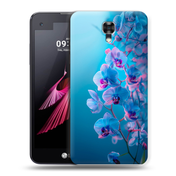 Пластиковый чехол на LG X screen с принтом голубые орхидеи Пластиковый чехол на LG X screen с принтом голубые орхидеи