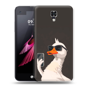 Пластиковый чехол на LG X screen с принтом утка в очках Пластиковый чехол на LG X screen с принтом утка в очках