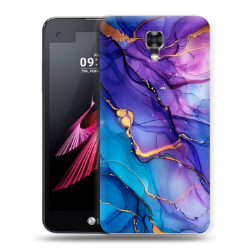 Пластиковый чехол на LG X screen с принтом синий мрамор Пластиковый чехол на LG X screen с принтом синий мрамор