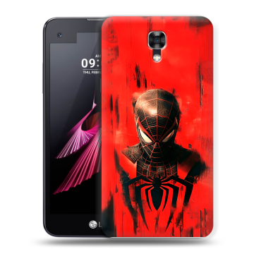 Пластиковый чехол на LG X screen с принтом человек паук spiderman