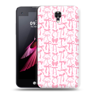 Пластиковый чехол на LG X screen с принтом Розовые бантики Пластиковый чехол на LG X screen с принтом Розовые бантики