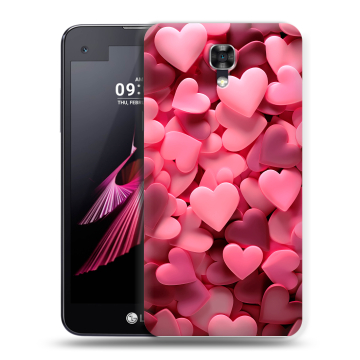 Пластиковый чехол на LG X screen с принтом розовые сердечки Пластиковый чехол на LG X screen с принтом розовые сердечки