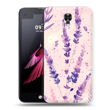 Пластиковый чехол на LG X screen с принтом цветы лаванда Пластиковый чехол на LG X screen с принтом цветы лаванда