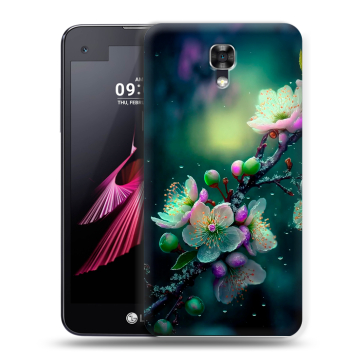 Пластиковый чехол на LG X screen с принтом Цветы и мрамор Пластиковый чехол на LG X screen с принтом Цветы и мрамор
