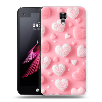 Пластиковый чехол на LG X screen с принтом Сердечки