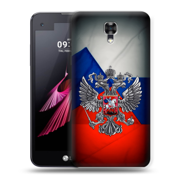 Пластиковый чехол на LG X screen с принтом Флаг России