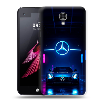 Пластиковый чехол на LG X screen с принтом Mercedes Мерседес