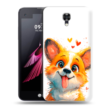Пластиковый чехол на LG X screen с принтом корги Пластиковый чехол на LG X screen с принтом корги