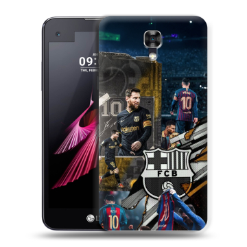 Пластиковый чехол на LG X screen с принтом Messi Barcelona