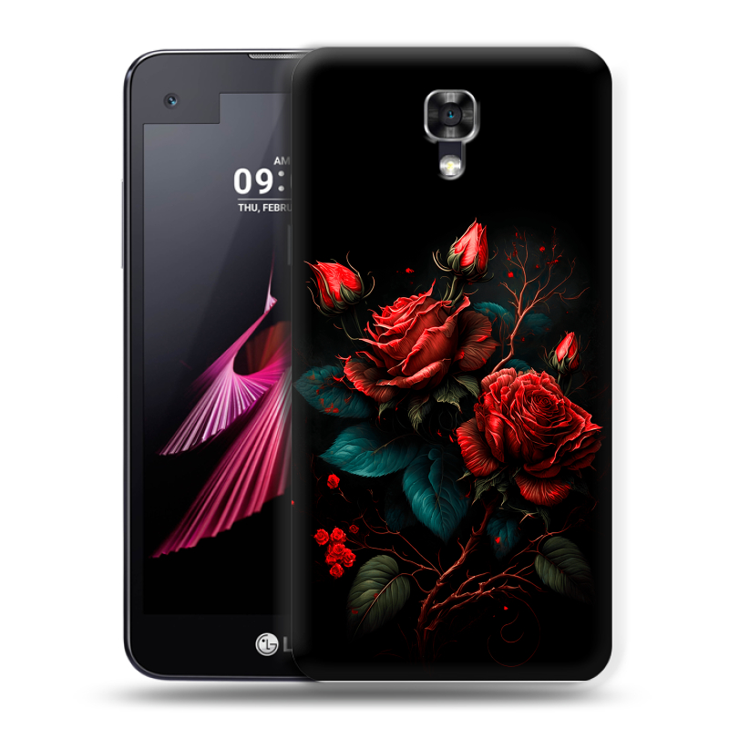 Пластиковый чехол на LG X screen с принтом Розы красные Пластиковый чехол на LG X screen с принтом Розы красные