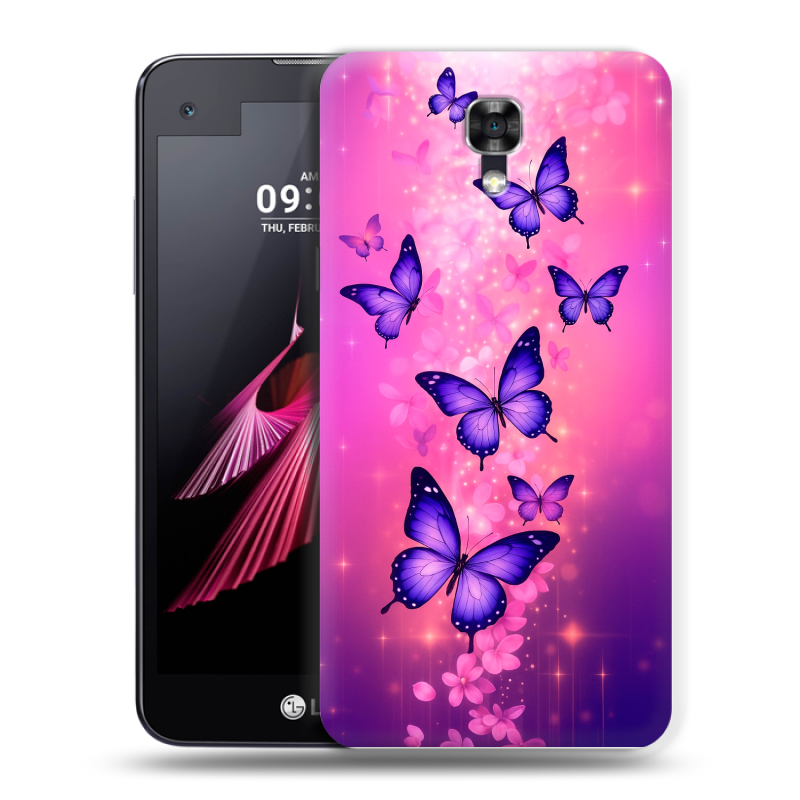 Пластиковый чехол на LG X screen с принтом Бабочки Пластиковый чехол на LG X screen с принтом Бабочки