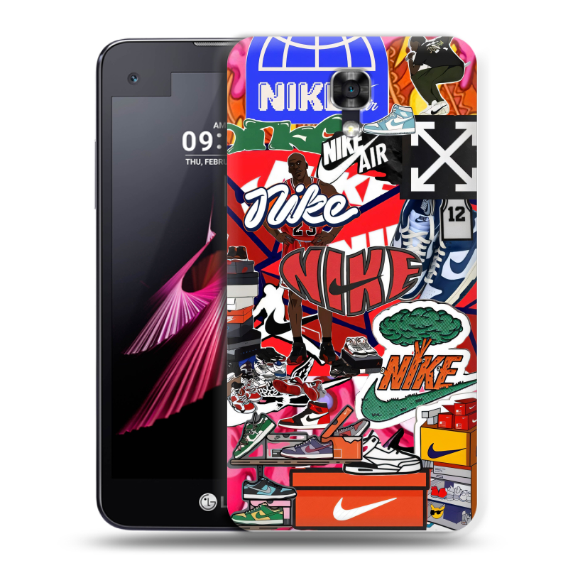 Пластиковый чехол на LG X screen с принтом Найк Nike яркий Пластиковый чехол на LG X screen с принтом Найк Nike яркий