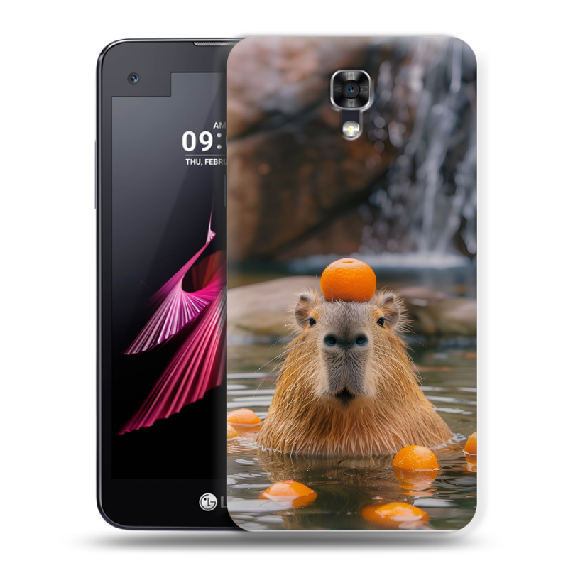 Пластиковый чехол на LG X screen с принтом Капибара с апельсином Пластиковый чехол на LG X screen с принтом Капибара с апельсином