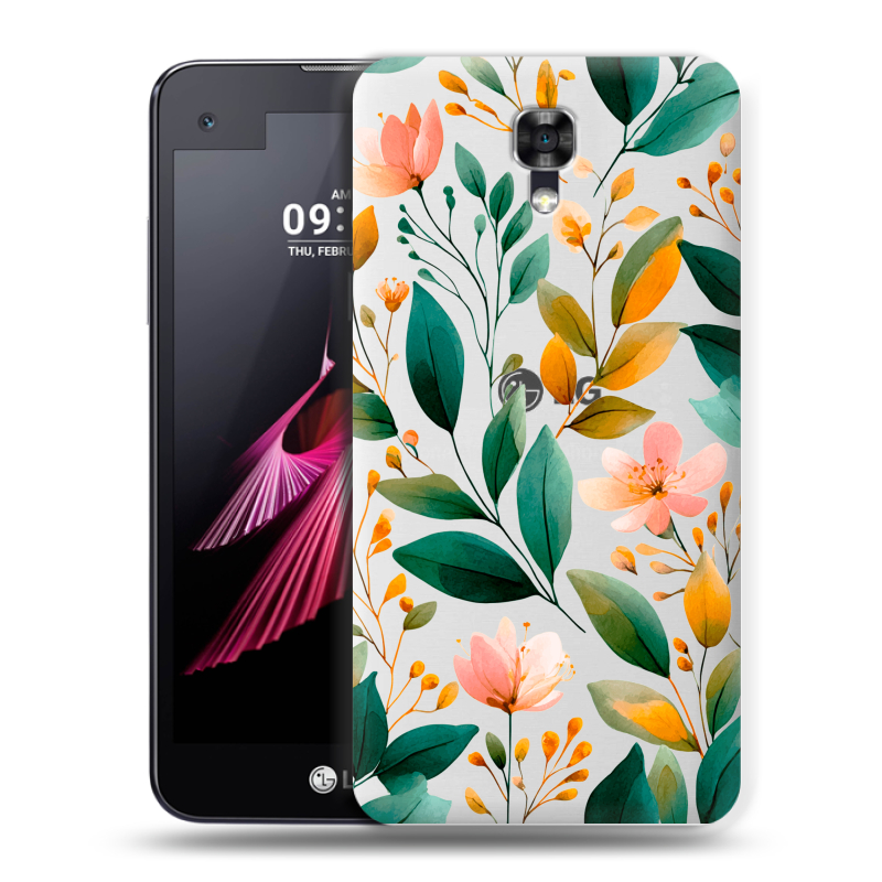 Пластиковый чехол на LG X screen с принтом Цветы паттерн Пластиковый чехол на LG X screen с принтом Цветы паттерн