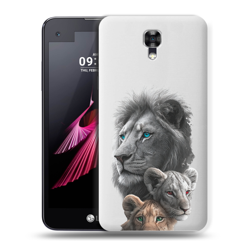Пластиковый чехол на LG X screen с принтом Львы Пластиковый чехол на LG X screen с принтом Львы