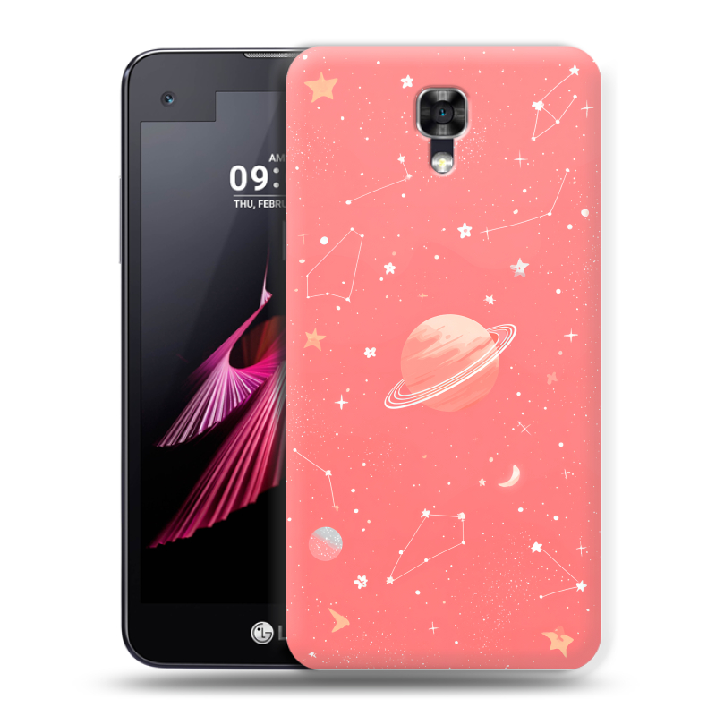 Пластиковый чехол на LG X screen с принтом Розовый космос Пластиковый чехол на LG X screen с принтом Розовый космос