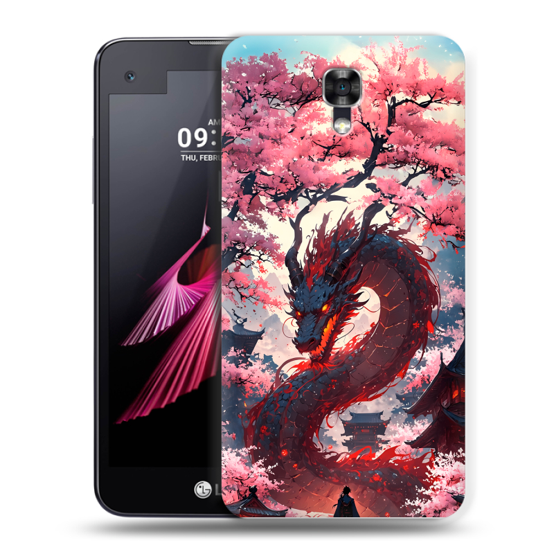 Пластиковый чехол на LG X screen с принтом Дракон Японский Пластиковый чехол на LG X screen с принтом Дракон Японский