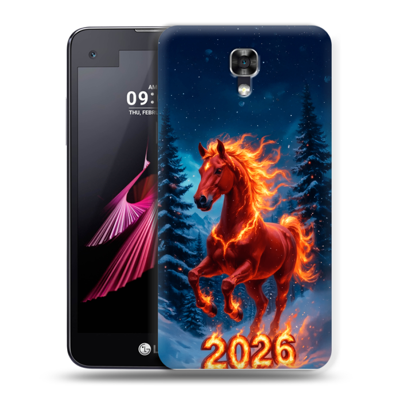 Пластиковый чехол на LG X screen с принтом Новый год коня Пластиковый чехол на LG X screen с принтом Новый год коня