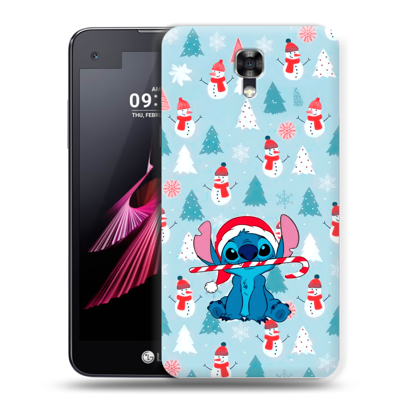 Пластиковый чехол на LG X screen с принтом Стич Новый год Пластиковый чехол на LG X screen с принтом Стич Новый год