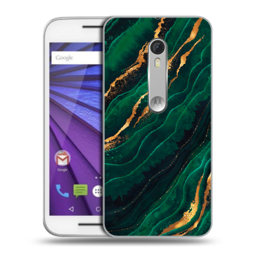 Пластиковый чехол на Lenovo Moto G с принтом Мрамор зеленое золото