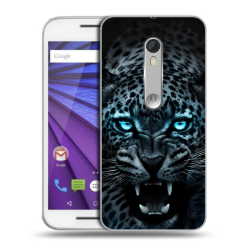 Пластиковый чехол на Lenovo Moto G с принтом Темный леопард