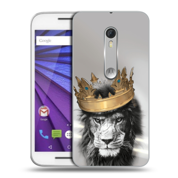 Пластиковый чехол на Lenovo Moto G с принтом Лев с короной