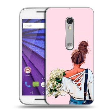 Пластиковый чехол на Lenovo Moto G с принтом Девушка и букет