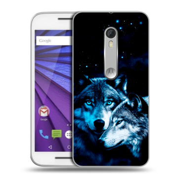 Пластиковый чехол на Lenovo Moto G с принтом Волки