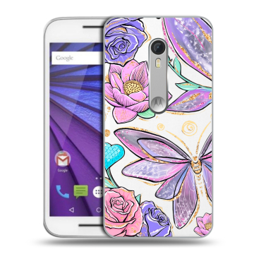 Пластиковый чехол на Lenovo Moto G с принтом Бабочки и цветы