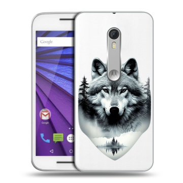 Пластиковый чехол на Lenovo Moto G с принтом Волк в лесу
