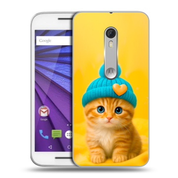 Пластиковый чехол на Lenovo Moto G с принтом Котенок в шапке