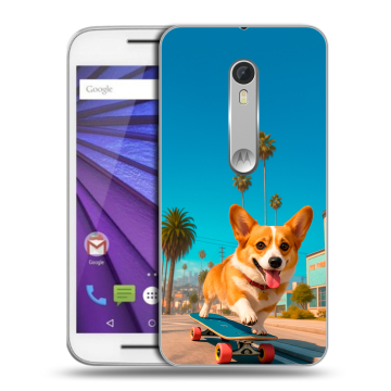 Пластиковый чехол на Lenovo Moto G с принтом Корги на скейте