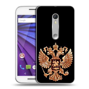 Пластиковый чехол на Lenovo Moto G с принтом Герб России золотой