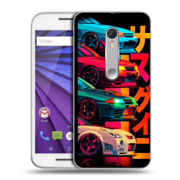 Пластиковый чехол на Lenovo Moto G с принтом Гоночные машины