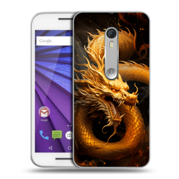 Пластиковый чехол на Lenovo Moto G с принтом Золотой дракон