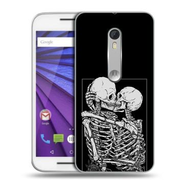 Пластиковый чехол на Lenovo Moto G с принтом Поцелуй скелетов