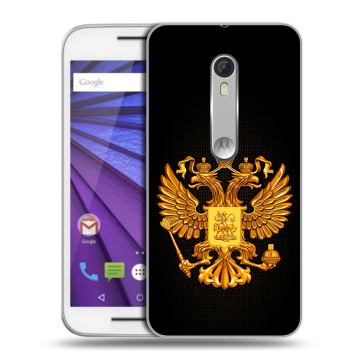 Пластиковый чехол на Lenovo Moto G с принтом Герб России желтый