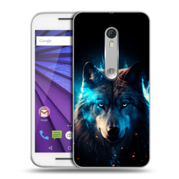 Пластиковый чехол на Lenovo Moto G с принтом Волк ночной