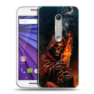 Пластиковый чехол на Lenovo Moto G с принтом Скелет и карты