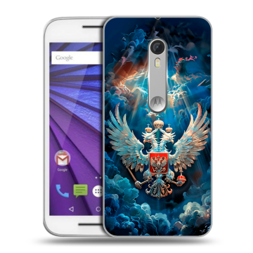 Пластиковый чехол на Lenovo Moto G с принтом Герб флаг России