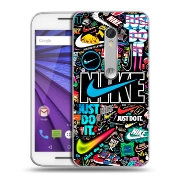 Пластиковый чехол на Lenovo Moto G с принтом найк nike черный