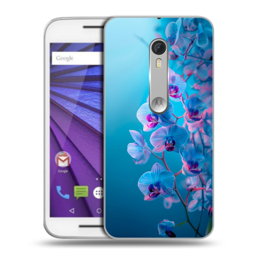 Пластиковый чехол на Lenovo Moto G с принтом голубые орхидеи