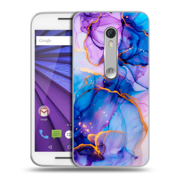 Пластиковый чехол на Lenovo Moto G с принтом синий мрамор