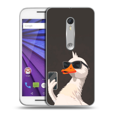 Пластиковый чехол на Lenovo Moto G с принтом утка в очках