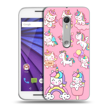 Пластиковый чехол на Lenovo Moto G с принтом Единороги и радуга