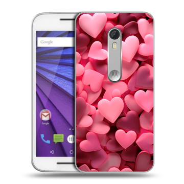 Пластиковый чехол на Lenovo Moto G с принтом розовые сердечки