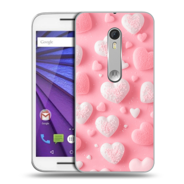 Пластиковый чехол на Lenovo Moto G с принтом Сердечки