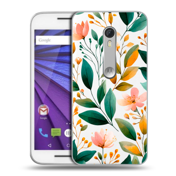 Пластиковый чехол на Lenovo Moto G с принтом Цветы паттерн