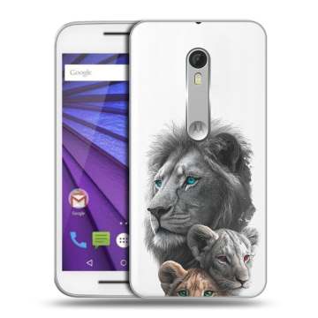 Пластиковый чехол на Lenovo Moto G с принтом Львы